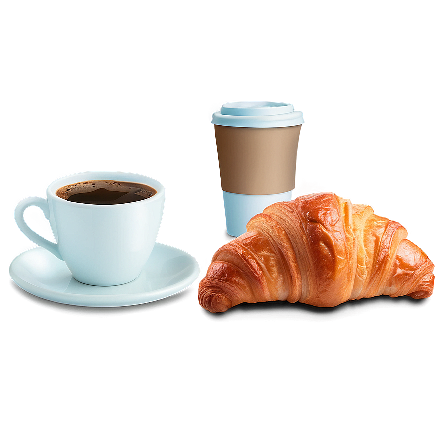 Croissant And Coffee Breakfast Png 3 PNG Image