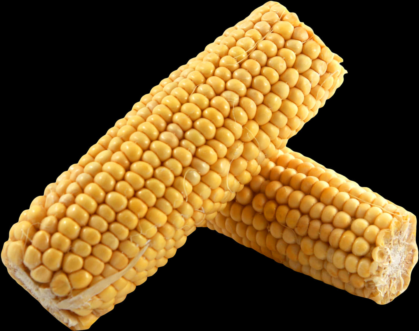 Crossed Corn Cobs Black Background PNG Image