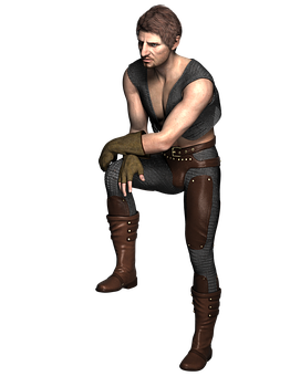 Crouching Video Game Character PNG Image