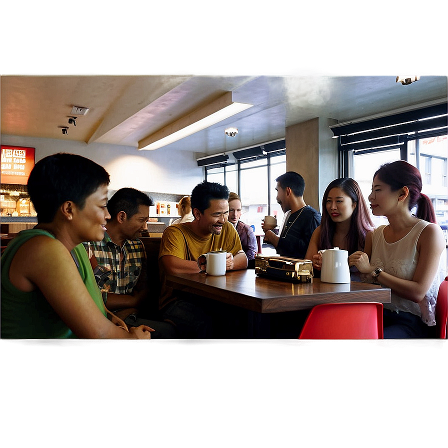 Crowded Coffee Shop Png Loa PNG Image