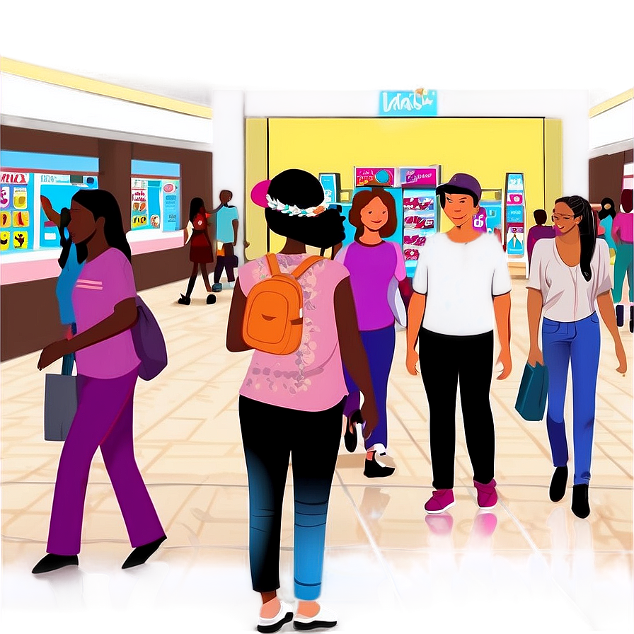 Crowded Mall Scene Png 20 PNG Image