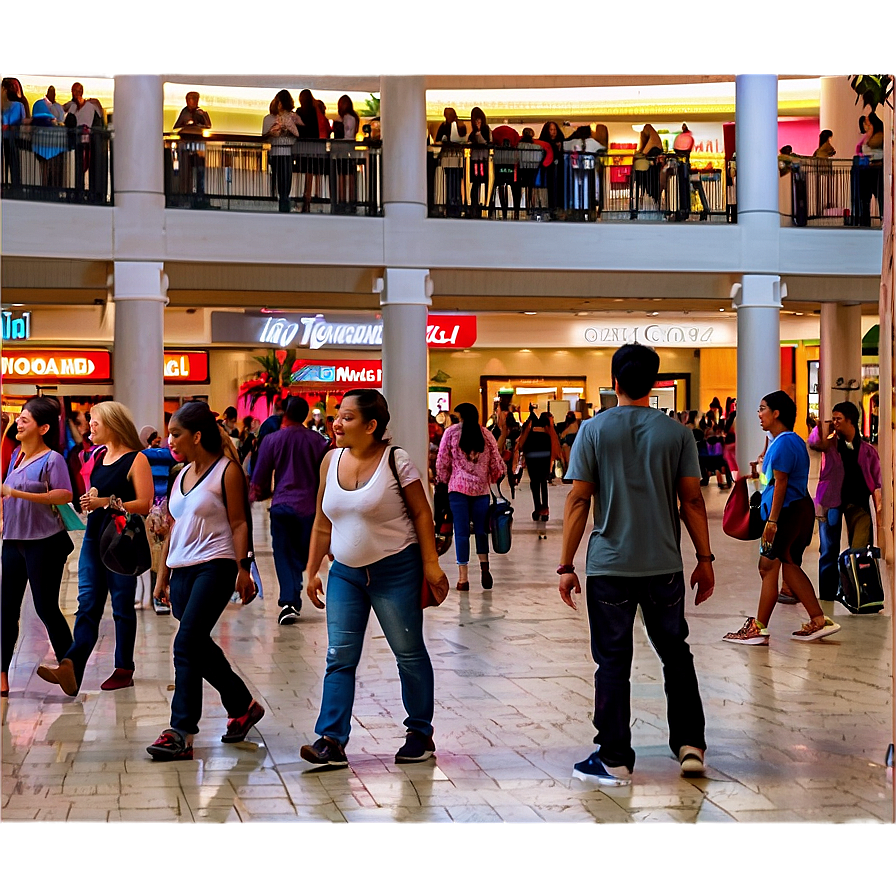 Crowded Mall Scene Png Kxp PNG Image