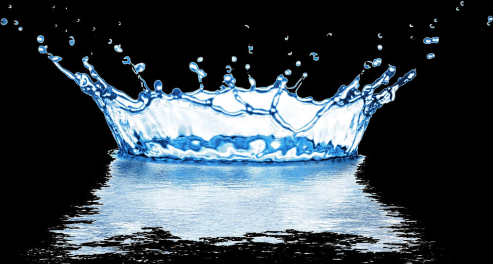 Crownlike Water Splashon Black Background PNG Image