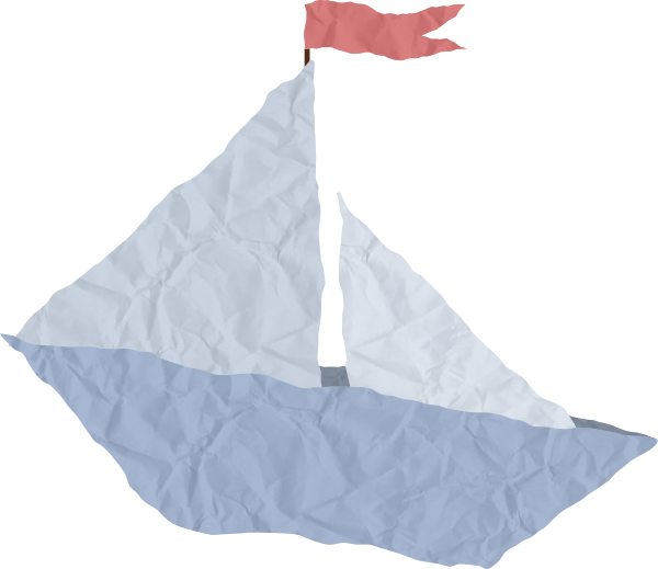 Crumpled Paper Sailboat Creation PNG Image