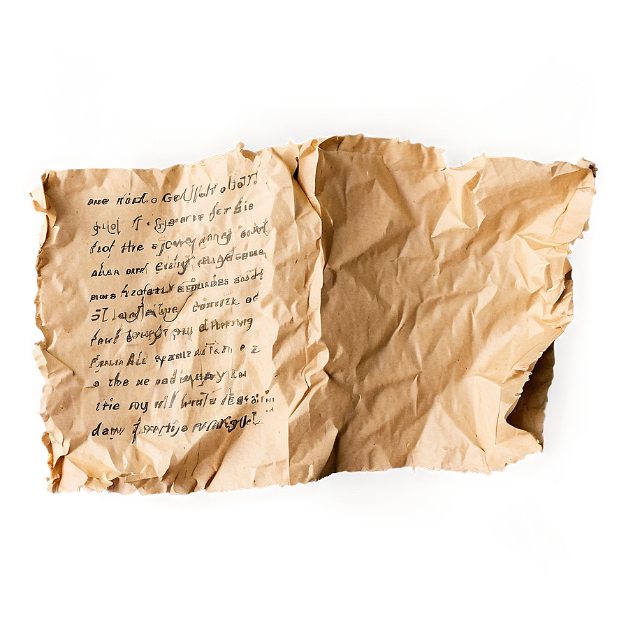 Crumpled Paper With Writing Png 32 PNG Image