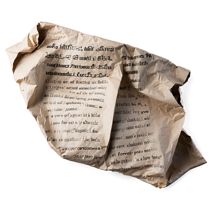 Crumpled Paper With Writing Png Vvq84 PNG Image