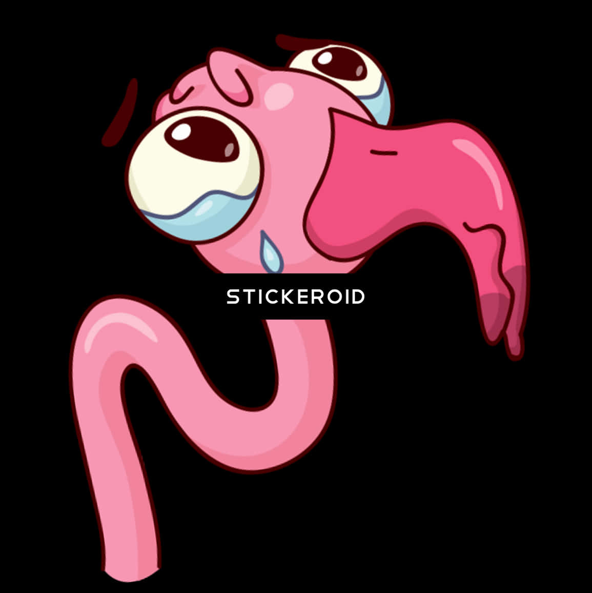 Crying Pink Worm Cartoon PNG Image