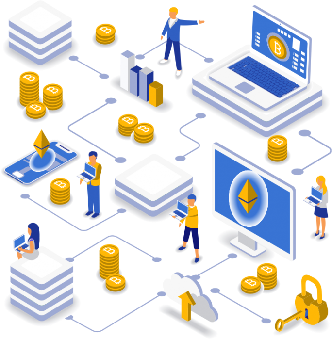 Cryptocurrency Blockchain Network Illustration PNG Image