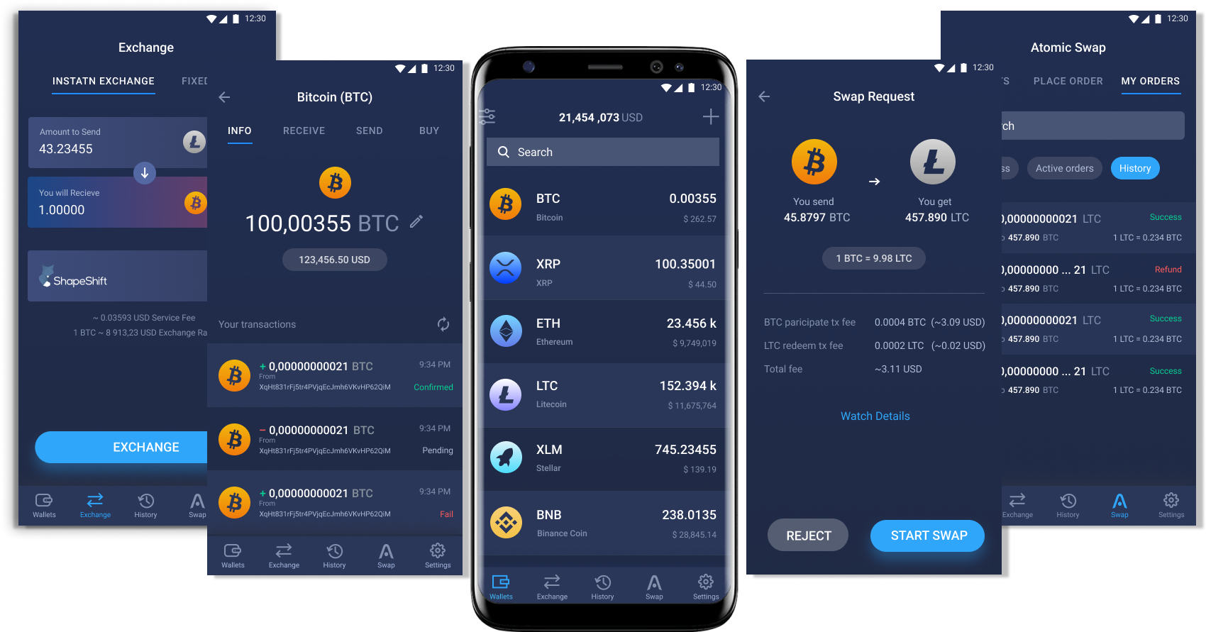 Cryptocurrency Wallet App Screenshots PNG Image