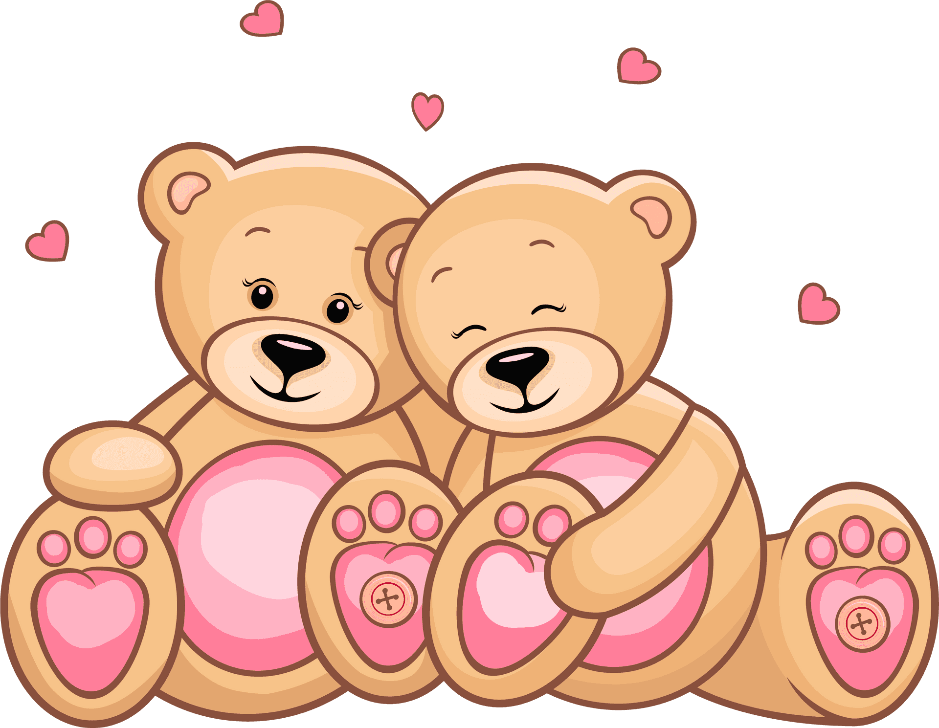 Cuddling Teddy Bears Valentines PNG Image