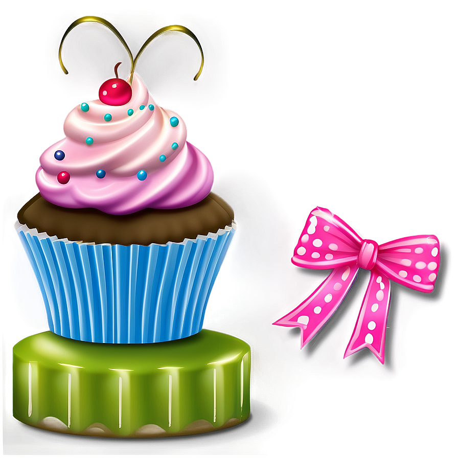 Cupcake With Bow Png Bvv25 PNG Image