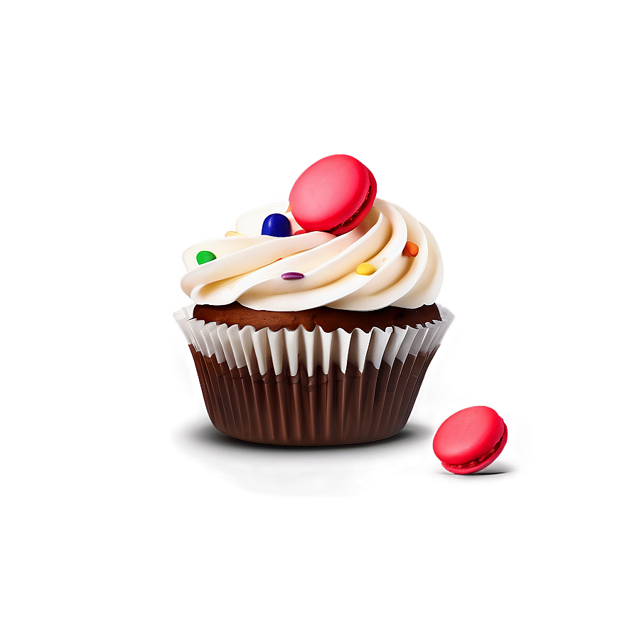 Cupcake With Macaron Png Fil PNG Image