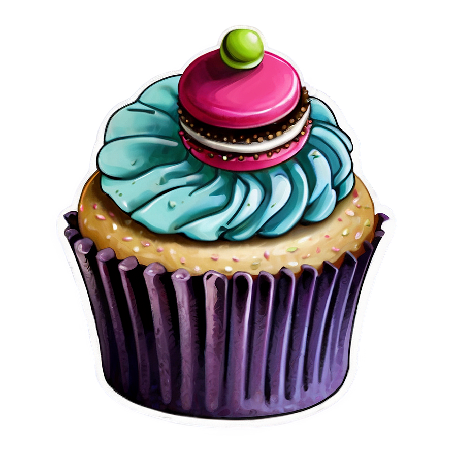 Cupcake With Macaron Png Kky97 PNG Image