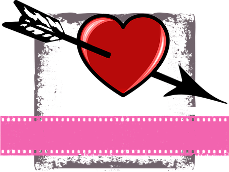 Cupid Arrow Heart Valentines PNG Image