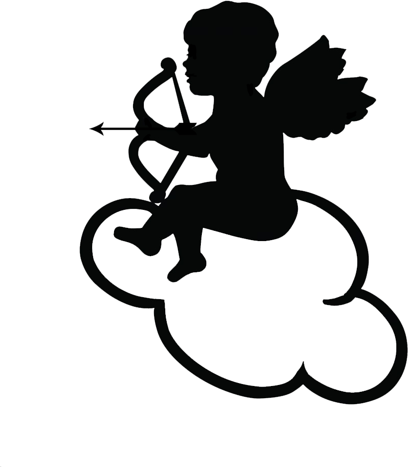 Cupid Silhouetteon Cloud PNG Image