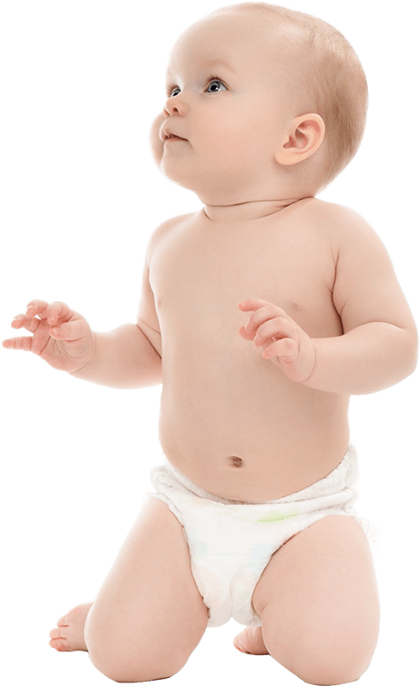 Curious Babyin Diaper PNG Image