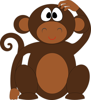 Curious Cartoon Monkey PNG Image