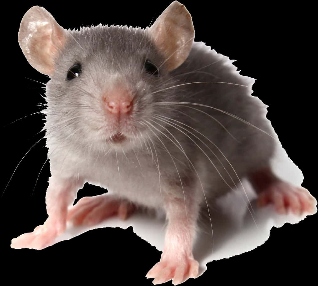 Curious Grey Mouse Portrait PNG Image