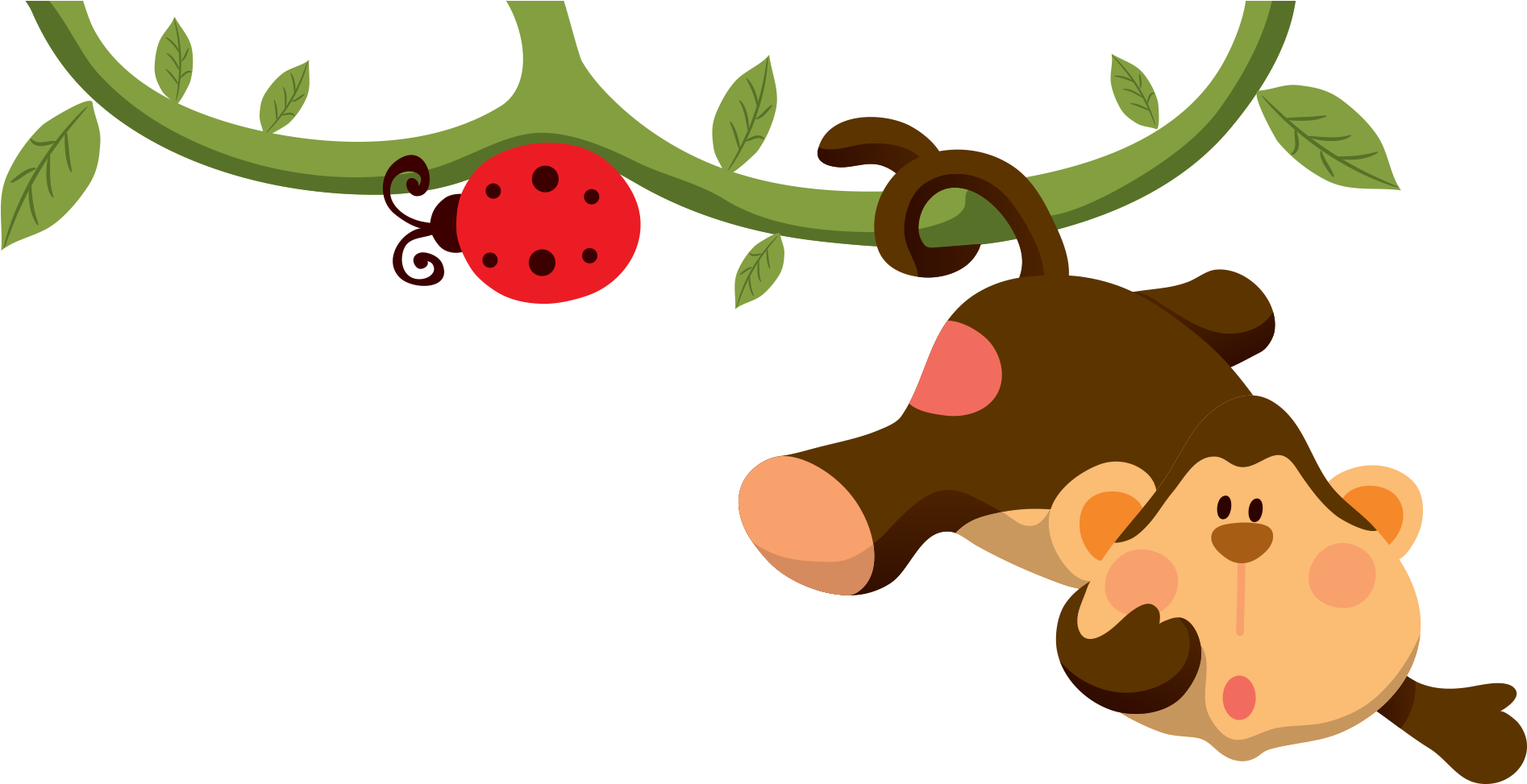 Curious Monkeyand Ladybug PNG Image