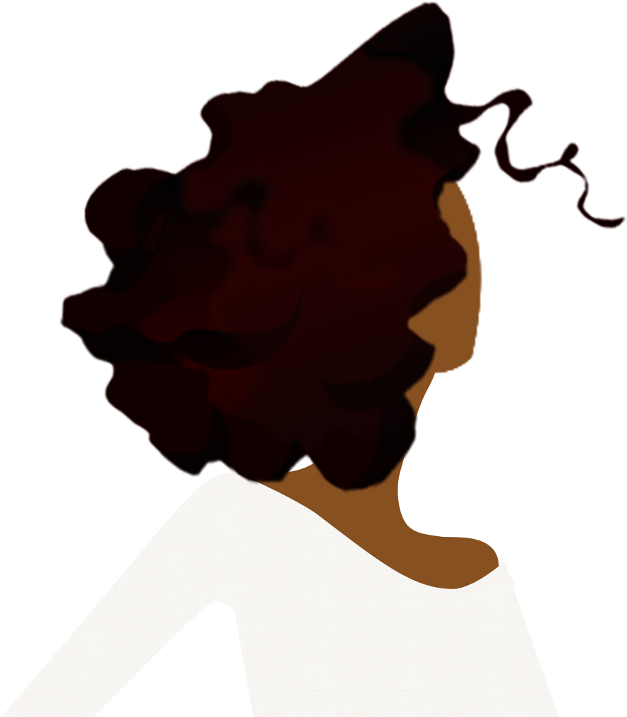 Curly Haired Silhouette Profile PNG Image