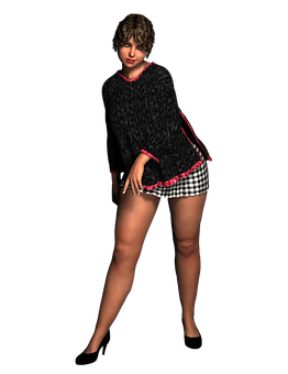 Curly Haired3 D Model Pose PNG Image