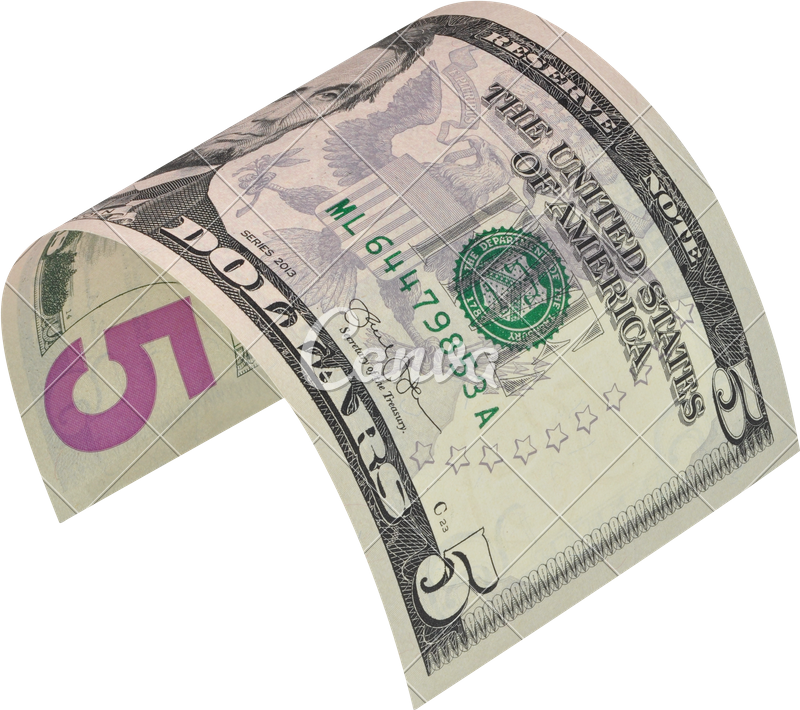 Curved Five Dollar Bill PNG Image