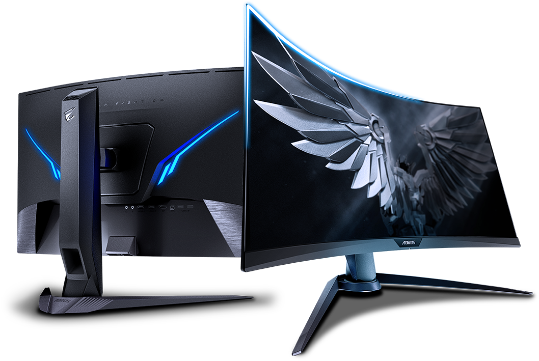 Curved Gaming Monitor Backand Front View PNG Image