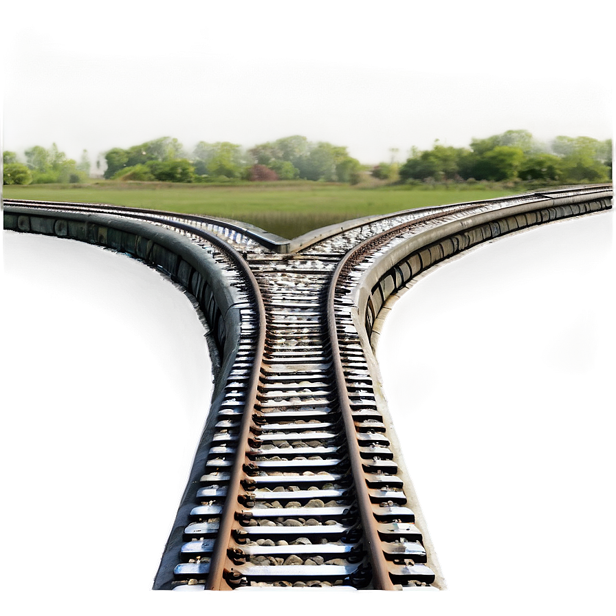 Curved Railway Tracks Scenic View Png 32 PNG Image