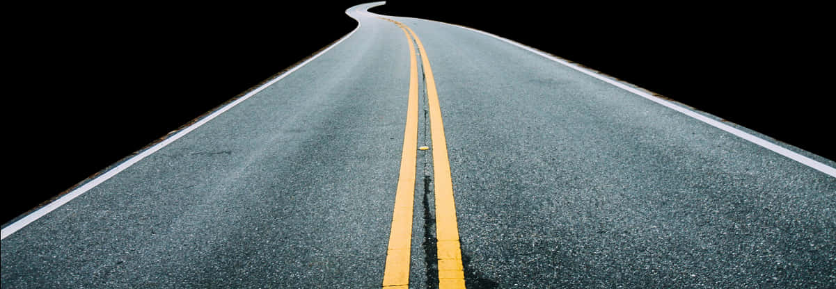 Curving Asphalt Roadwith Yellow Lines PNG Image