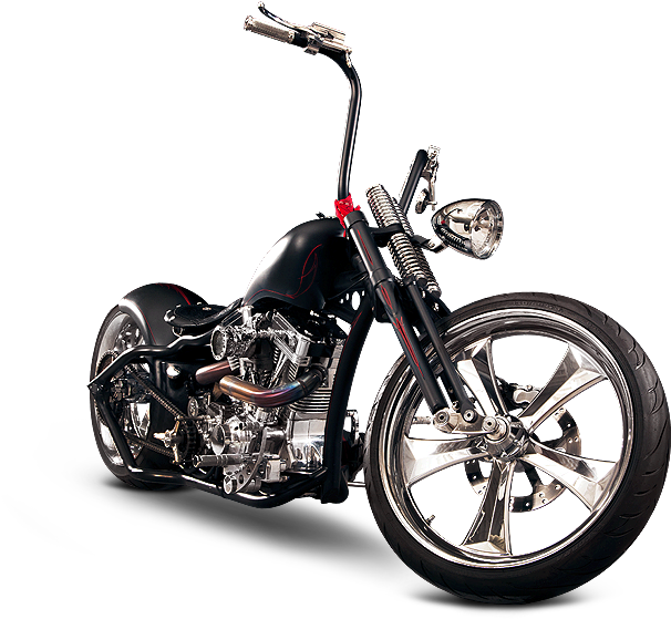 Custom Black Chopper Motorcycle.png PNG Image