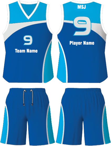 Custom Blue Basketball Uniform Design PNG Image