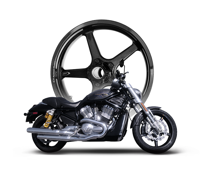 Custom Chopper Motorcyclewith Carbon Wheel PNG Image