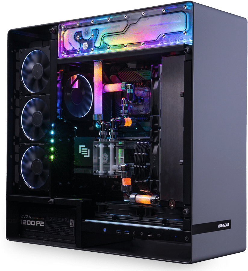 Custom Gaming P C R G B Lighting Water Cooling PNG Image