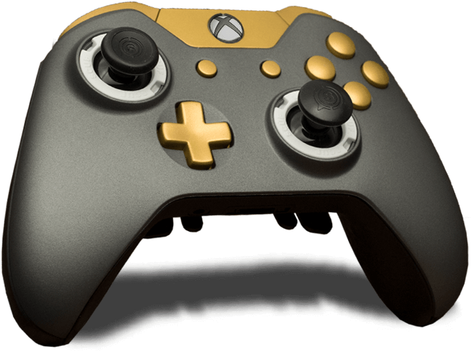 Custom Greyand Gold Game Controller PNG Image