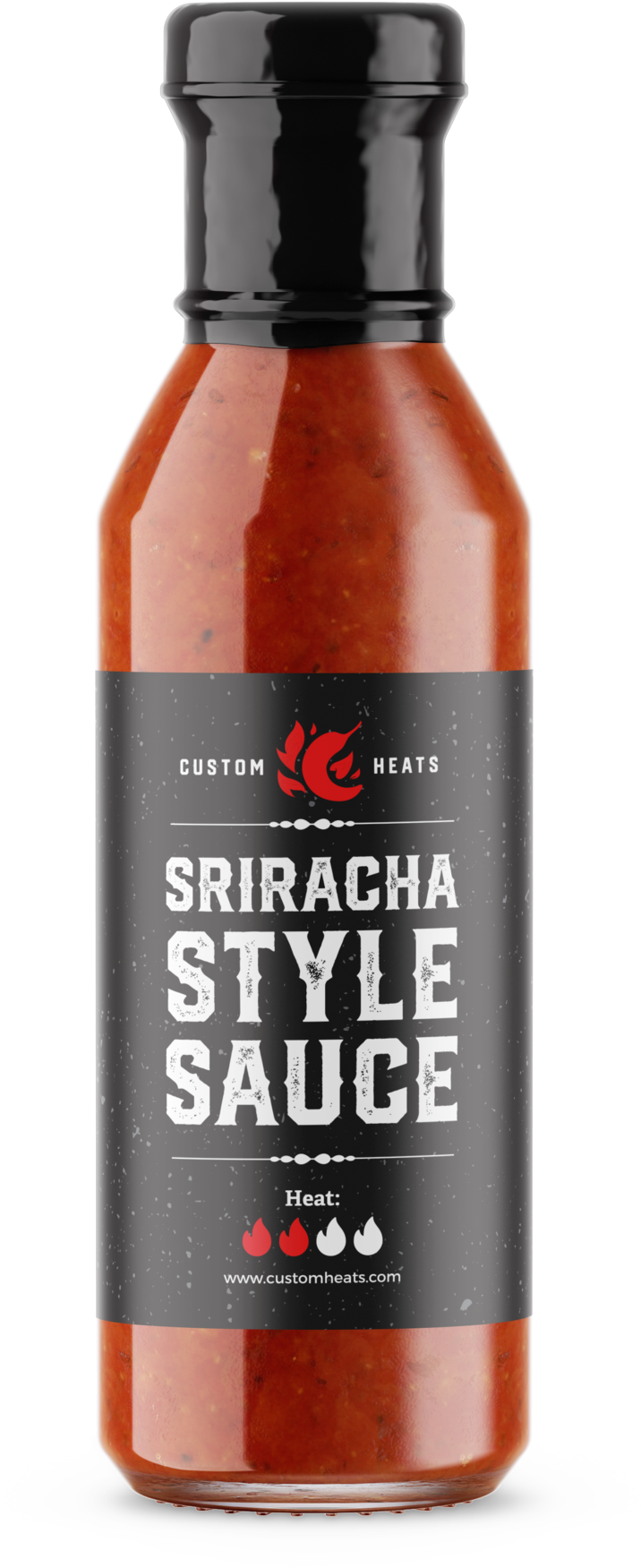 Custom Heats Sriracha Style Sauce Bottle PNG Image