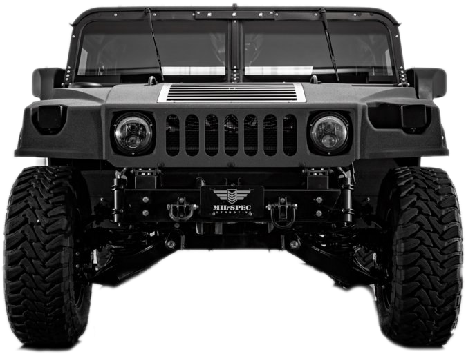 Custom Matte Black Hummer Front View PNG Image