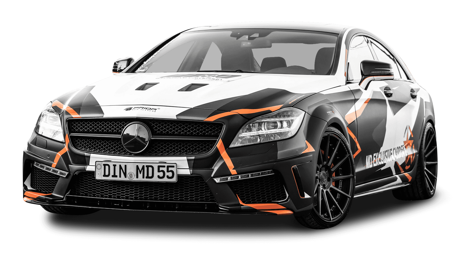 Custom Mercedes Benz Black Orange Decals PNG Image