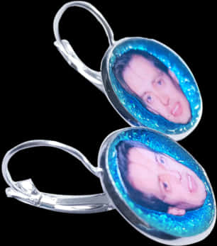 Custom Photo Glitter Earrings PNG Image