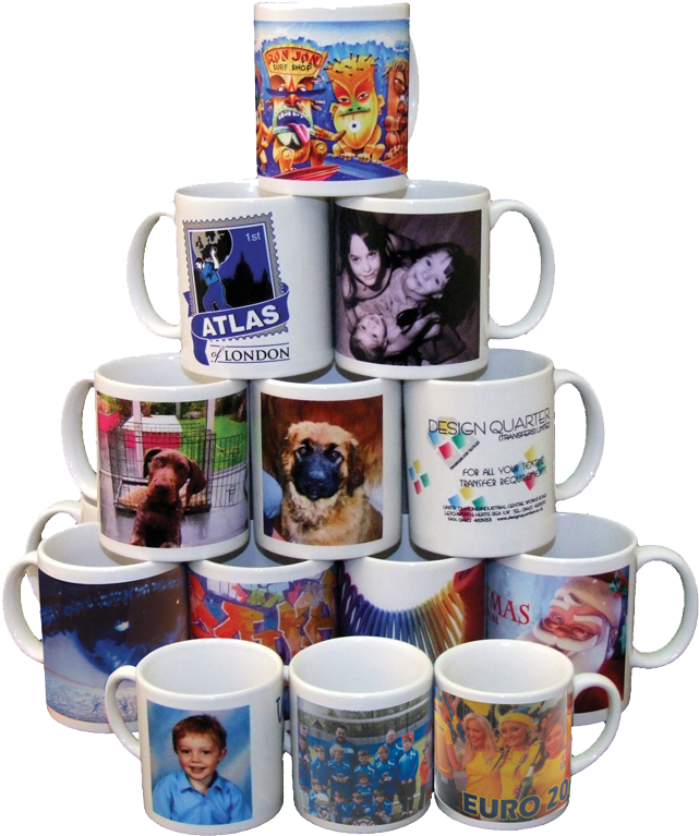 Custom Printed Mugs Collection PNG Image