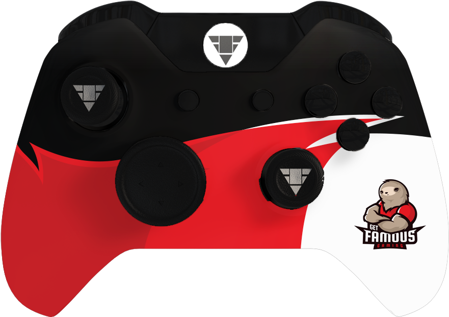 Custom Red Black Gaming Controller PNG Image