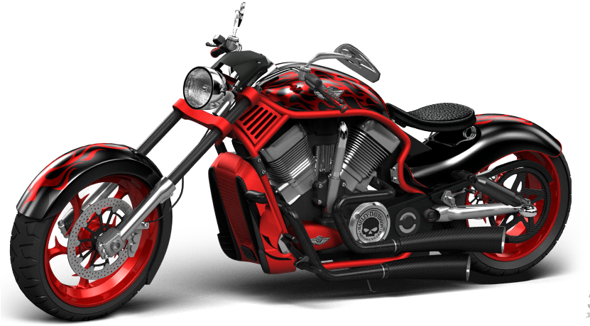 Custom Red Black Harley Davidson Motorcycle PNG Image