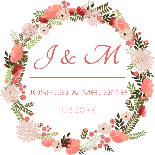 Custom Wedding Invitation Floral Wreath PNG Image