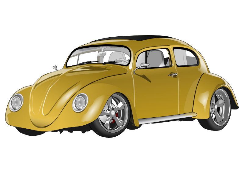 Custom Yellow Beetle Car Illustration PNG Image