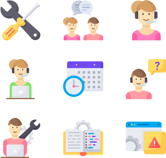 Customer Support Icons Set PNG Image