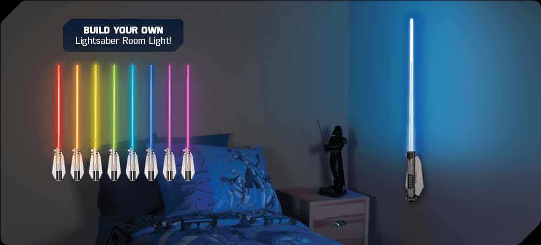 Customizable Lightsaber Room Lights Display PNG Image