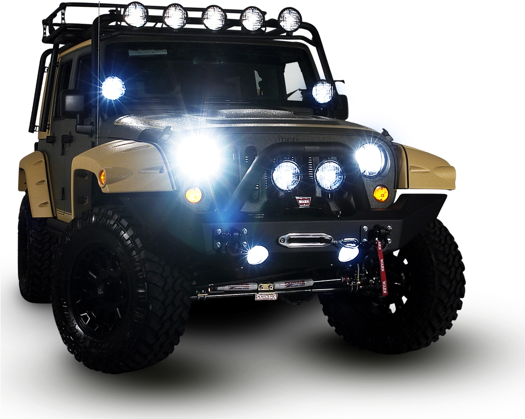 Customized Jeep With Offroad Lights PNG Image