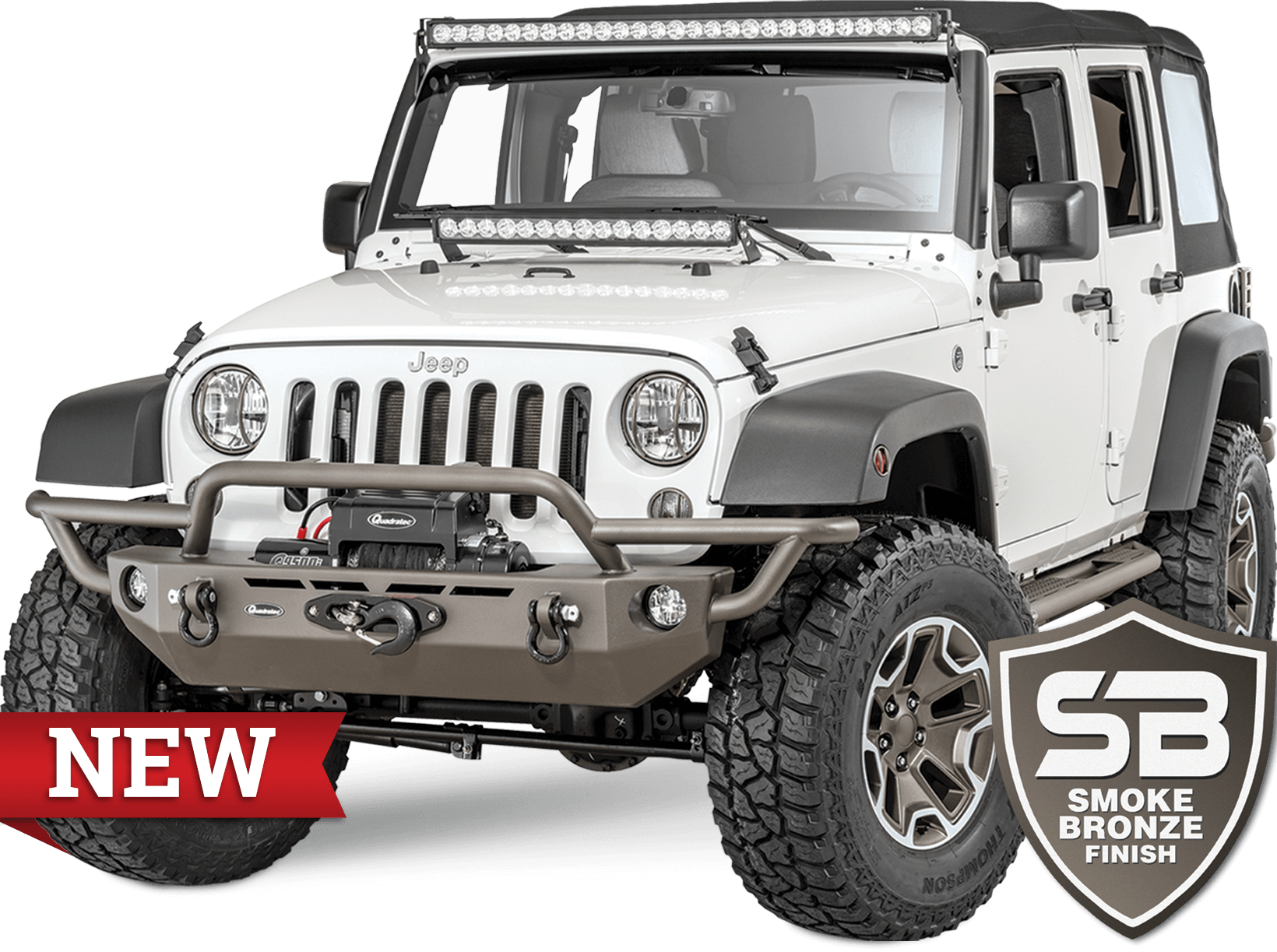 Customized White Jeep Wrangler New Smoke Bronze Finish PNG Image