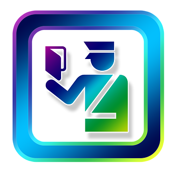 Customs Officer Icon Neon Style PNG Image