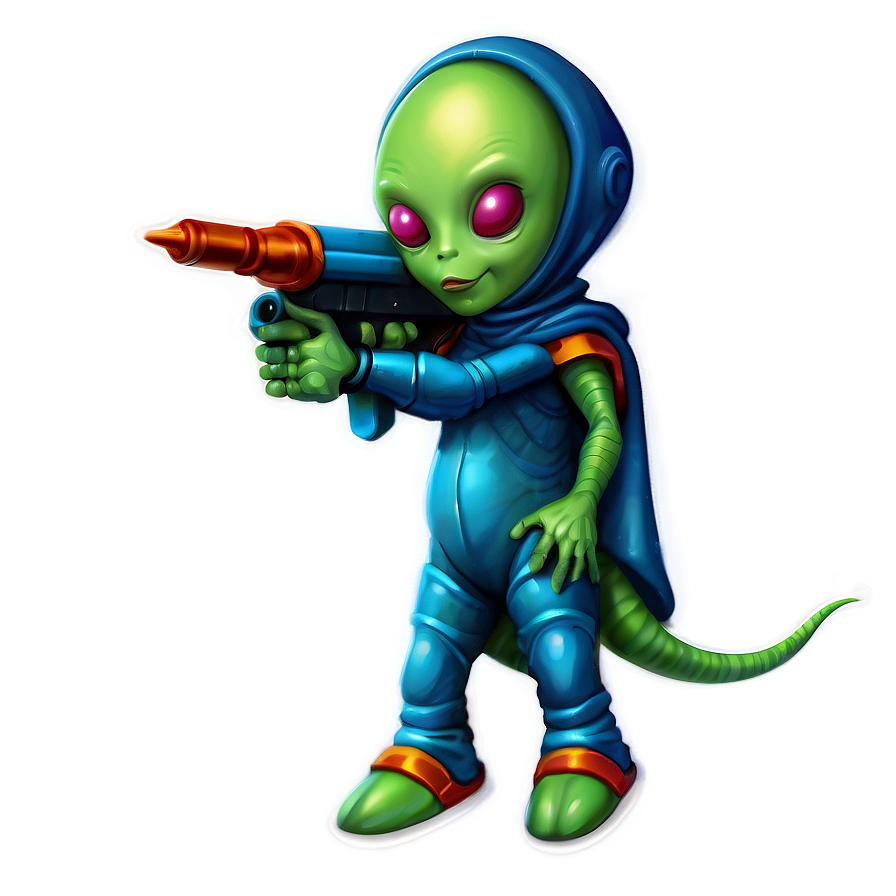 Cute Alien With Ray Gun Png Sof46 PNG Image