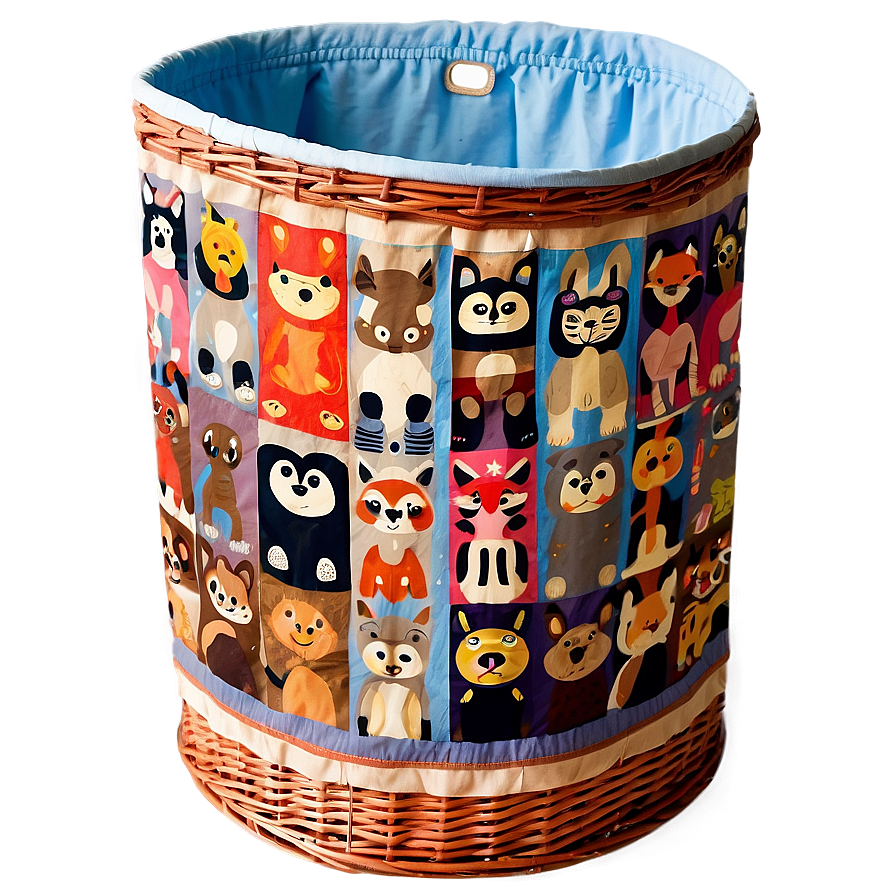 Cute Animal Design Laundry Basket Png 06132024 PNG Image